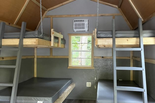 red roof cabin interior