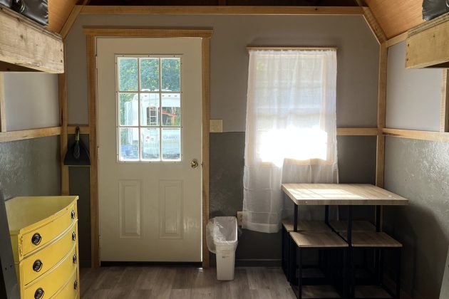 red roof cabin interior